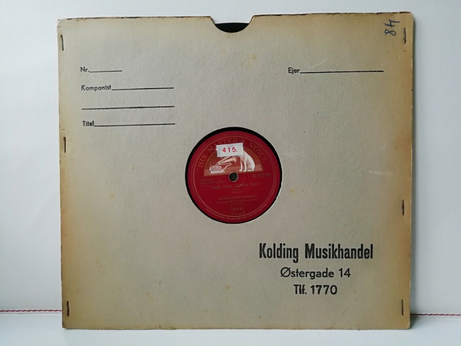 78 rpmTHE MELACHRINO ORCHESTRACopenhagen Polka/"Modern Times" HMV Denmark