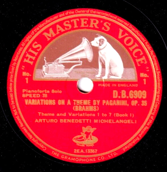 Michelangeli Brahms (Paganini variations) HMV DB 6909-10 (2) NM(-)