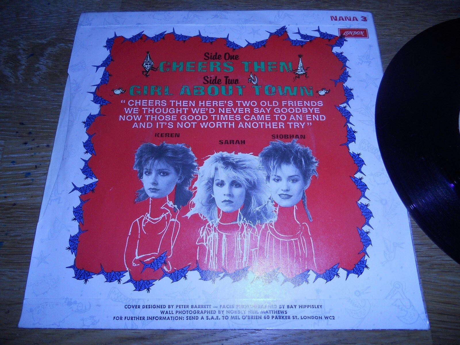 BANANARAMA "CHEERS THEN" 1982 LONDON RECORDS UK VINYL SINGLE RARE USED NANA 3 UK