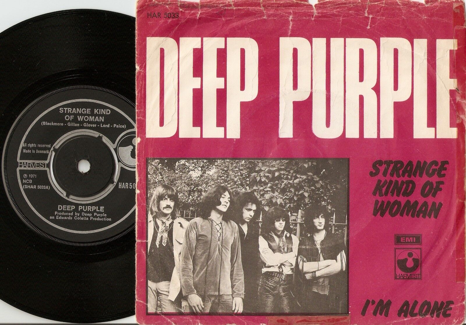 DEEP PURPLE STRANGE KIND OF WOMAN  I`M ALONE DANISH 45+PS 1971 PSYCH HEAVY ROCK