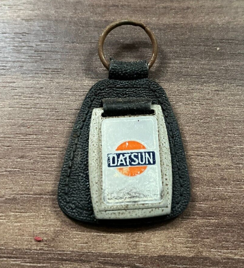 Vintage Datsun Leather Keychain Danish Car Dealership - Classic Retro Design