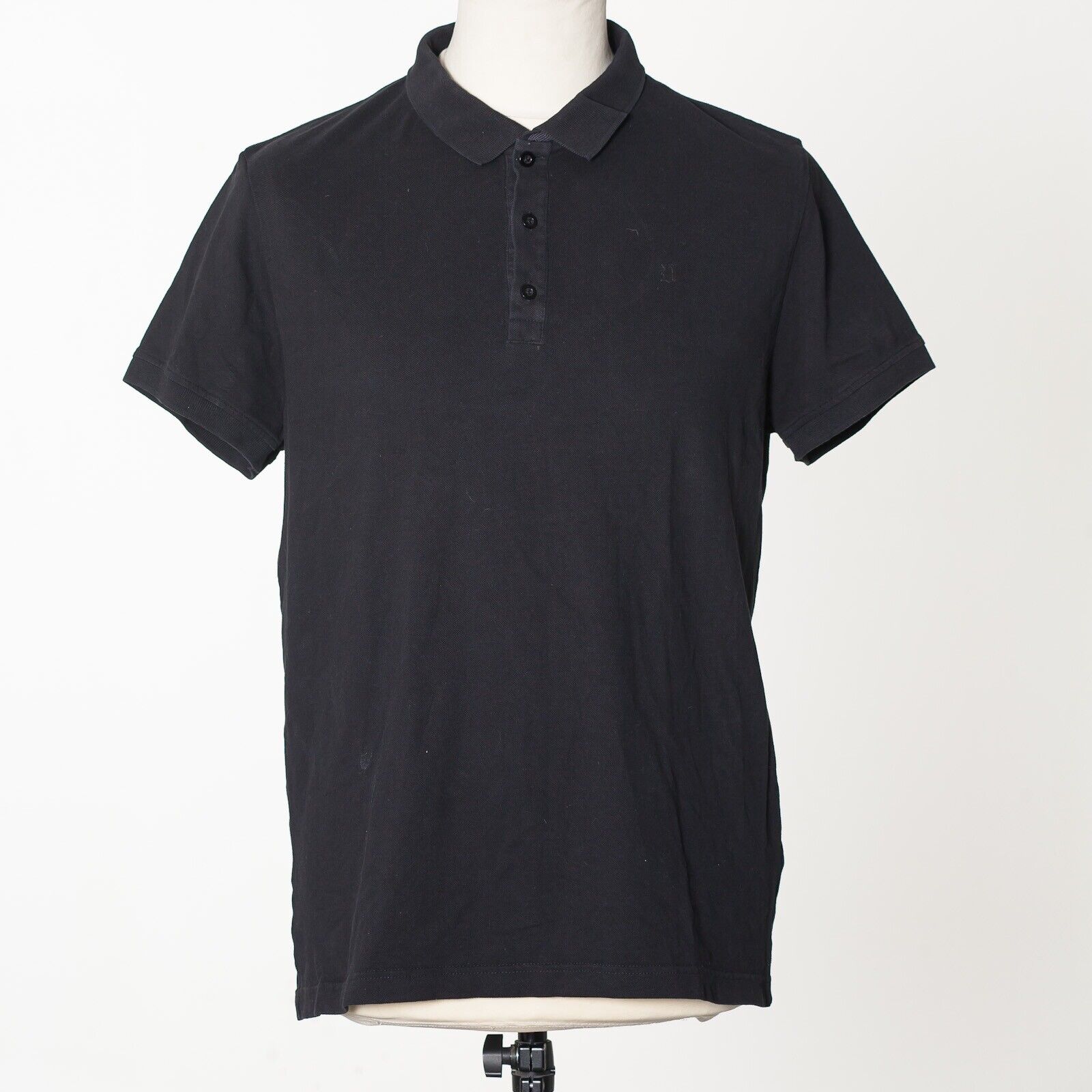 DONDUP Black Pique Cotton Polo Shirt Size L