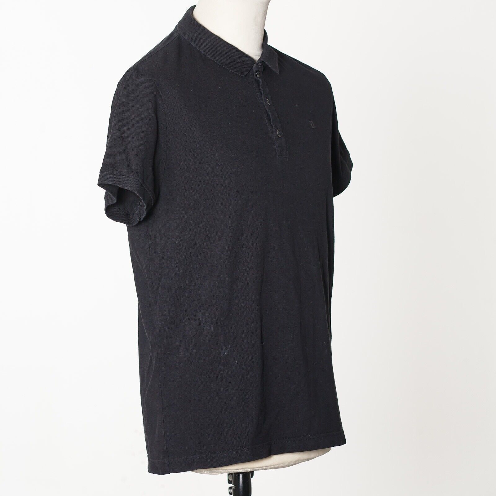 DONDUP Black Pique Cotton Polo Shirt Size L