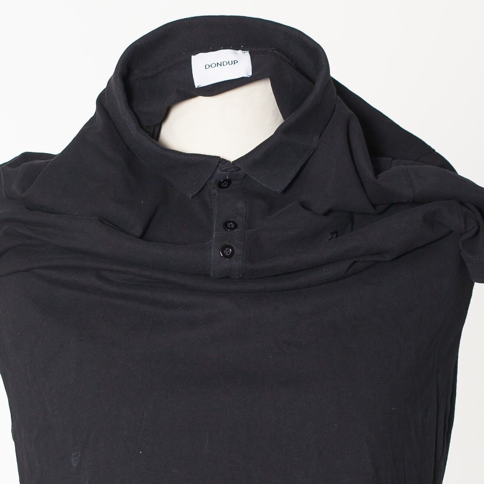 DONDUP Black Pique Cotton Polo Shirt Size L