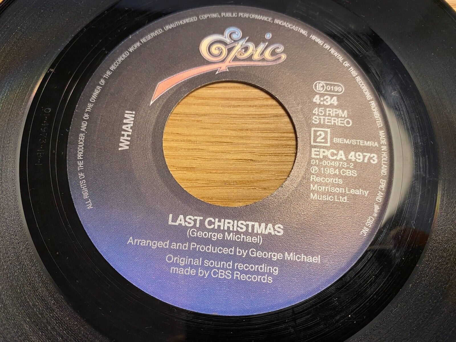 WHAM!/GEORGE MICHAEL "EVERYTHING SHE WANTS/LAST CHRISTMAS" 1984 EPIC RECORDS NL*