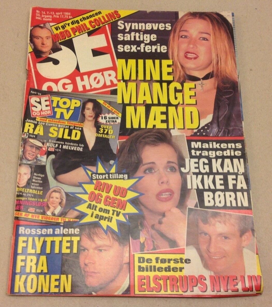 Jamie Lee Curtis Loves Sex +Cher Back Cover Danish Magazine 1994 "Se og Hoer"