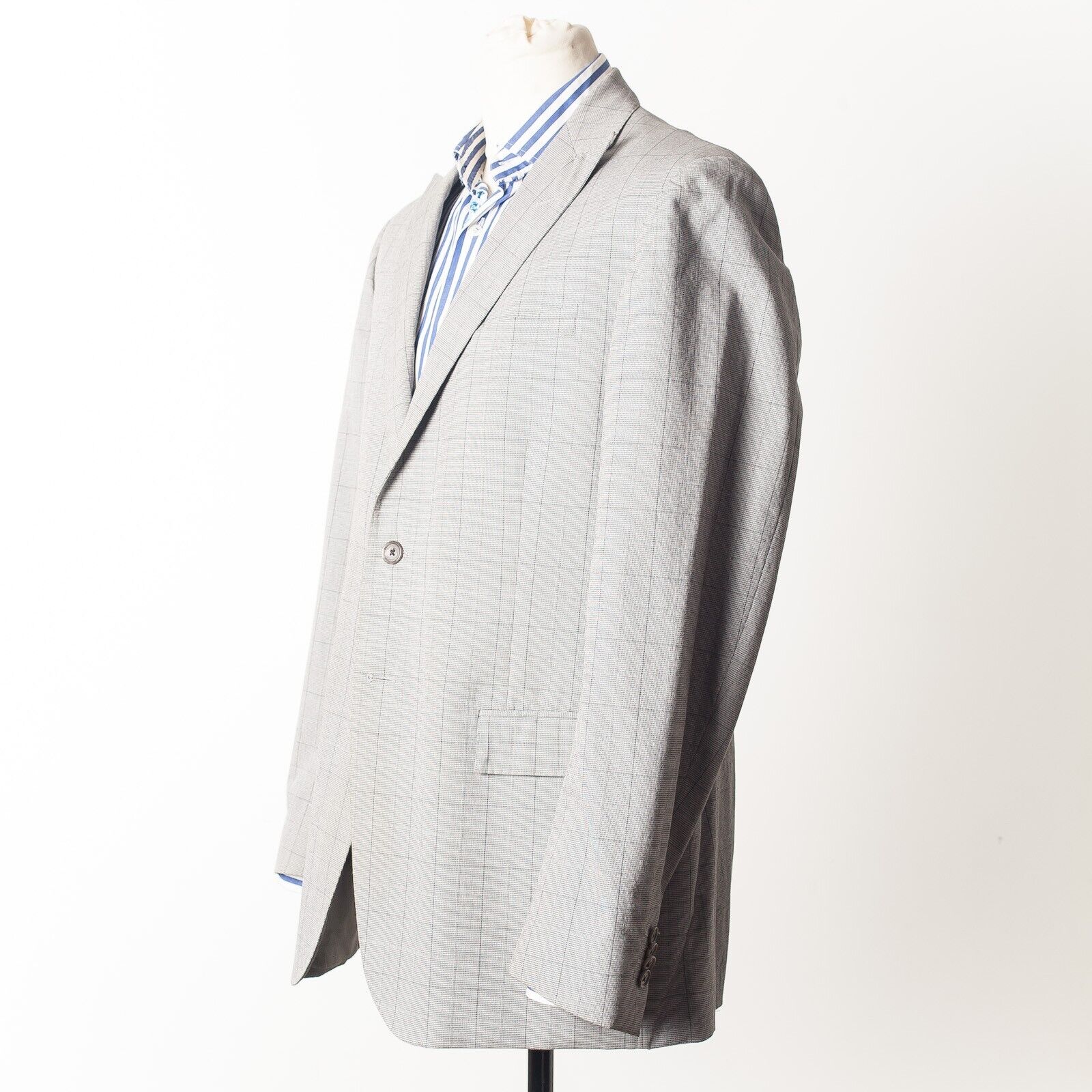 CORNELIANI CC Gray Check Unlined Cotton Peak Lapel Sport Coat Blazer EU54 US44