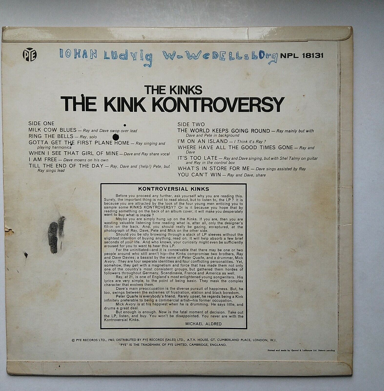 Kinks  :  Kontroversy MONO (red PYE label)