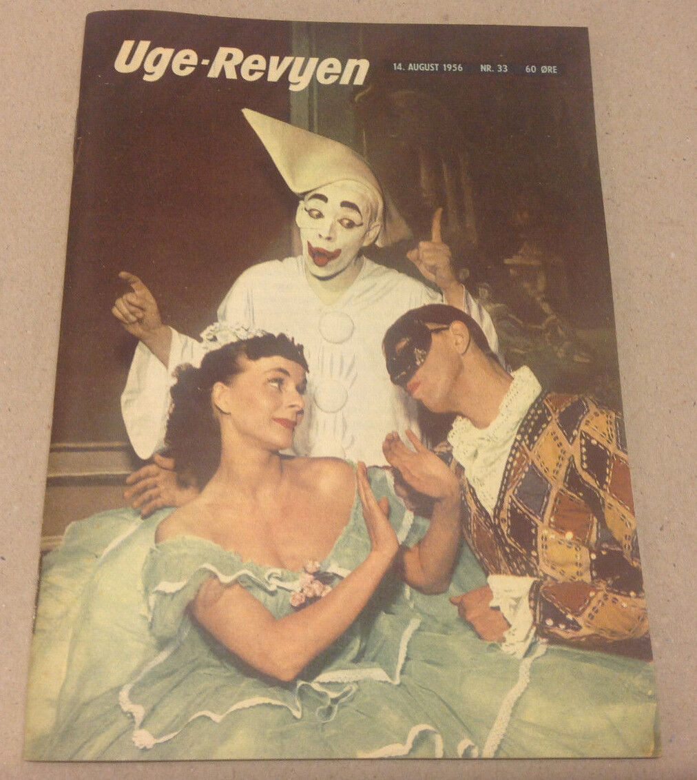 HARLEKIN TIVOLI FRONT COVER ELIZABETH TAYLOR BACK COVER VTG Danish Magazine 1956