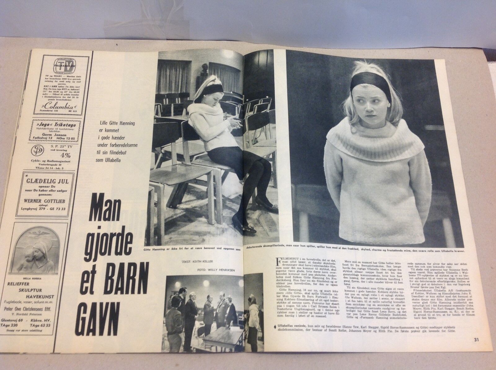 Young Gitte Hænning Henning Ullabella Old Danish Vtg Magazine Billed-Bladet 1960