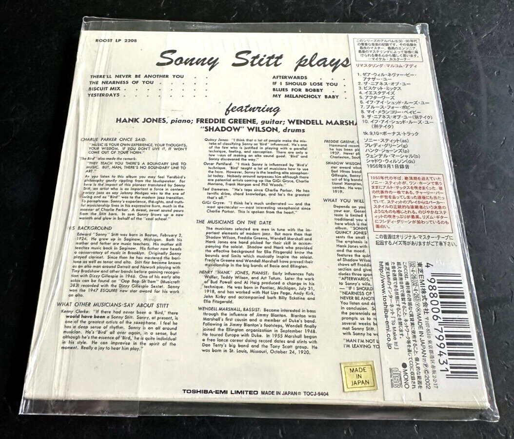 SONNY STITT ''SONNY STITT PLAYS'' - MINI LP JAPAN CD - LIMITED EDITION