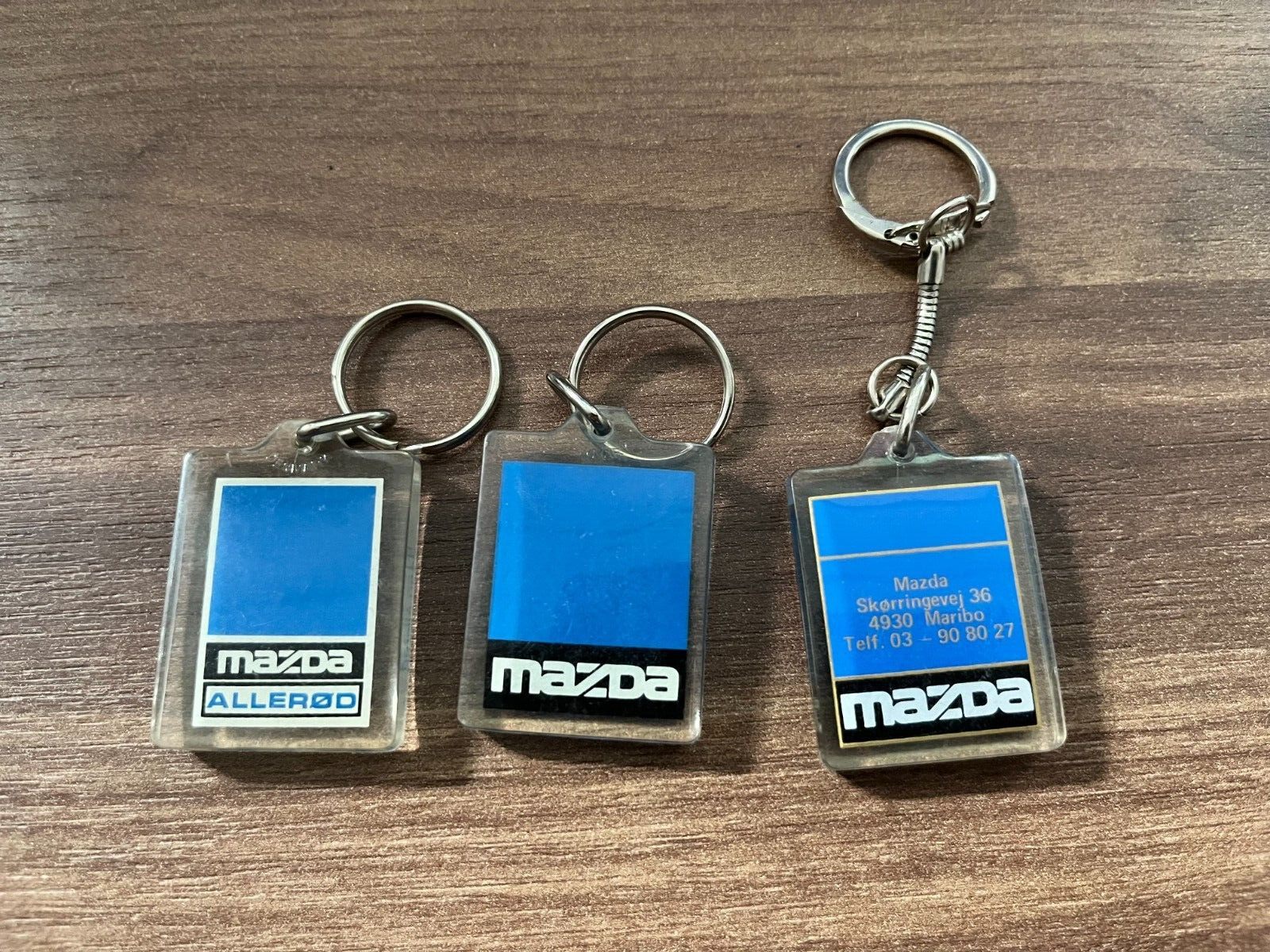 Lot of 3x Mazda Keychain Danish Denmark Retro Car Dealership Memorabilia 1980s