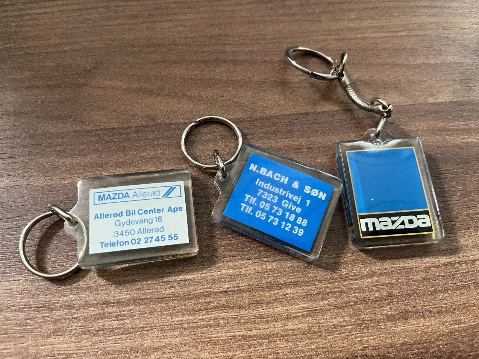 Lot of 3x Mazda Keychain Danish Denmark Retro Car Dealership Memorabilia 1980s