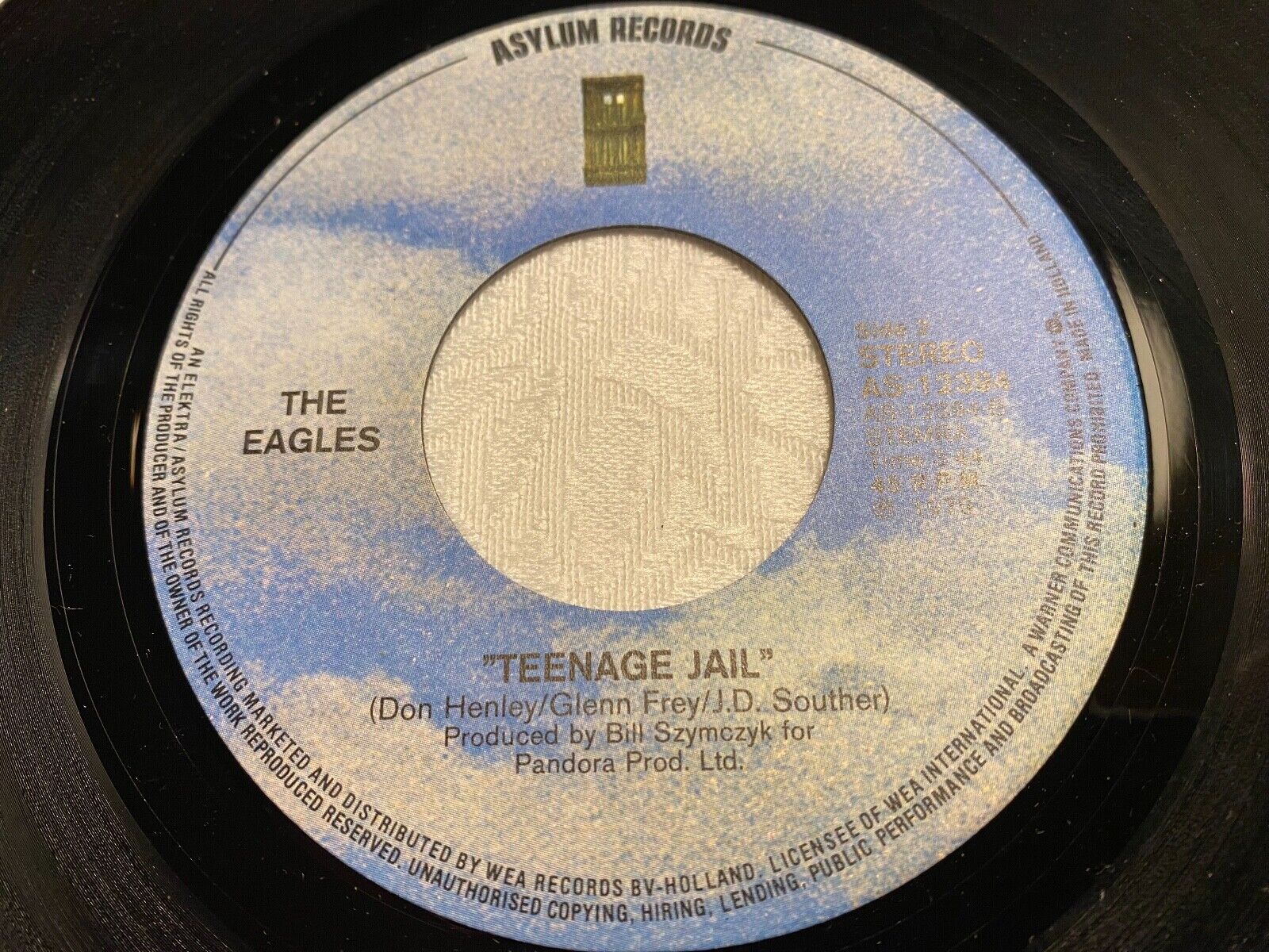 EAGLES "HEARTACHE TONIGHT / TEENAGE JAIL" ASYLUM RECORDS 7" 1979 GERMAN PRESSING