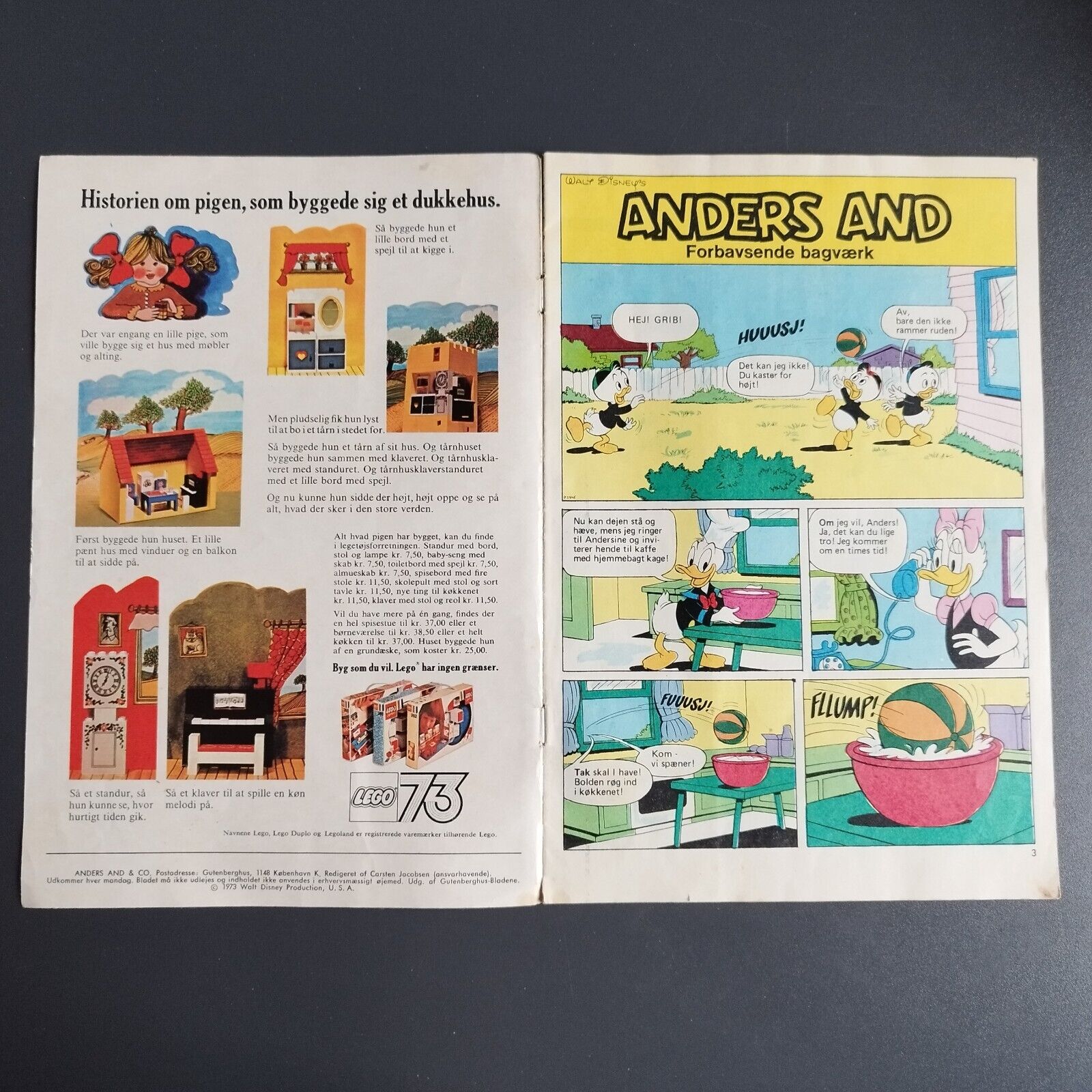 Lego  and Corgi ads in a Danish "Donald Duck" mag. no 3 / 1973