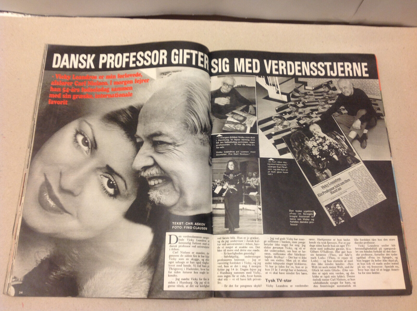 VICKY LEANDROS CARL NIELSEN ENGAGEMENT MARRIAGE COVER VTG Danish Magazine 1975