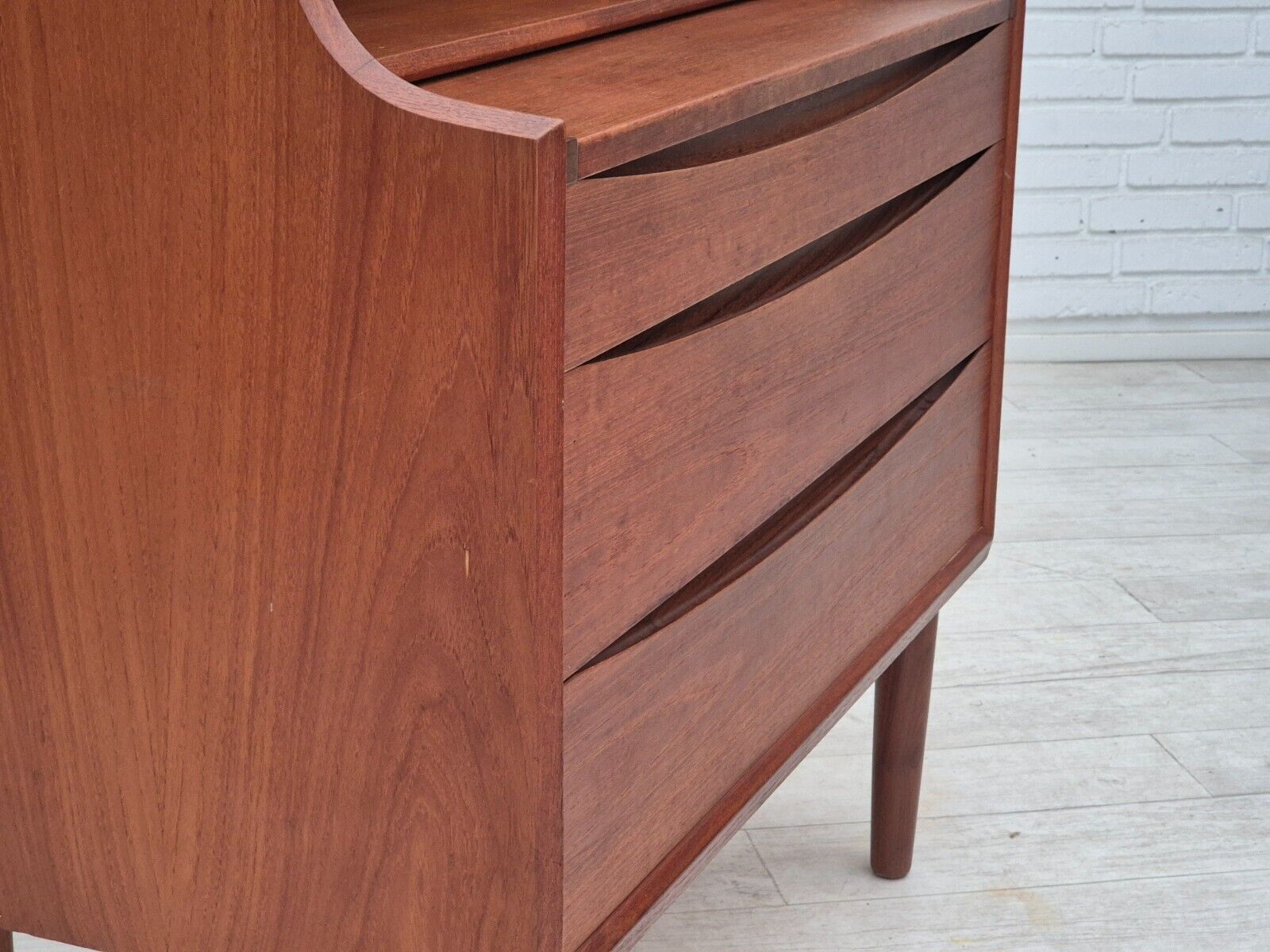 1960s, Danish chest of drawers, original condition, foldable mirror, solid teak