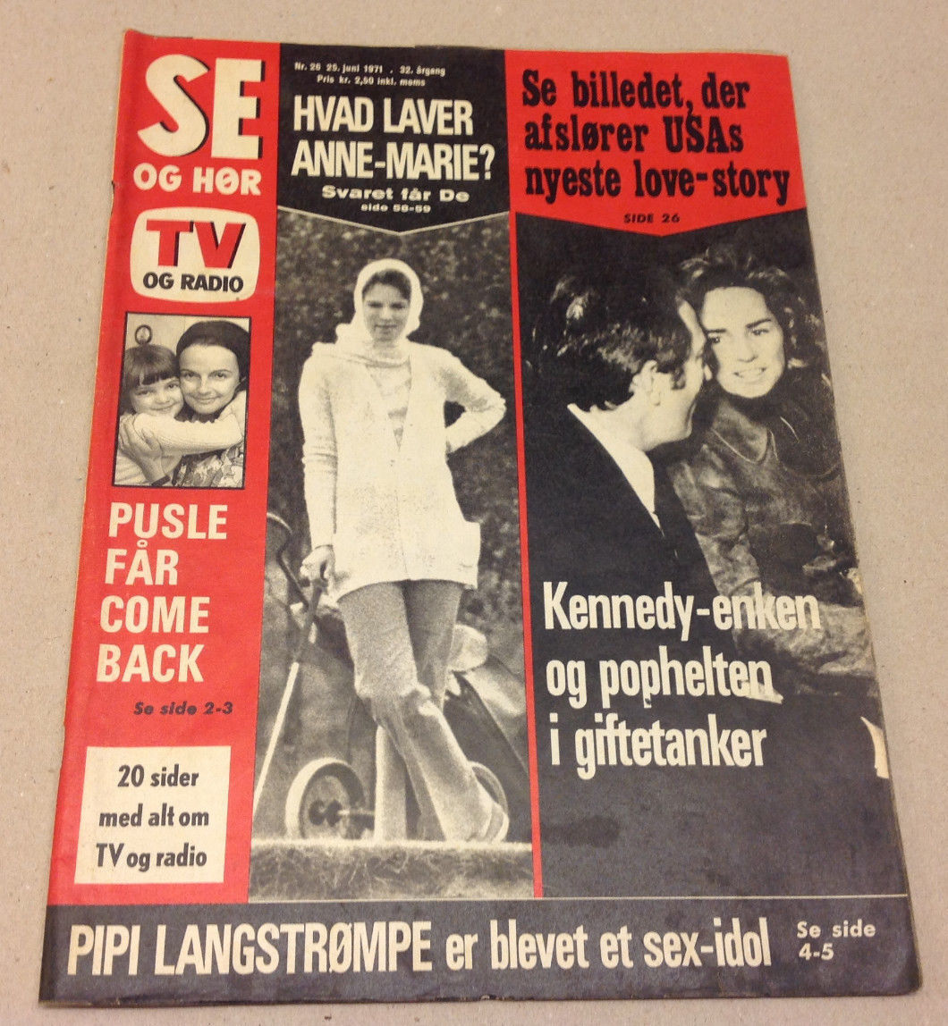 QUEEN ANNE-MARIE OF GREECE + JACKIE ONASSIS KENNEDY ON VTG Danish Magazine 1971