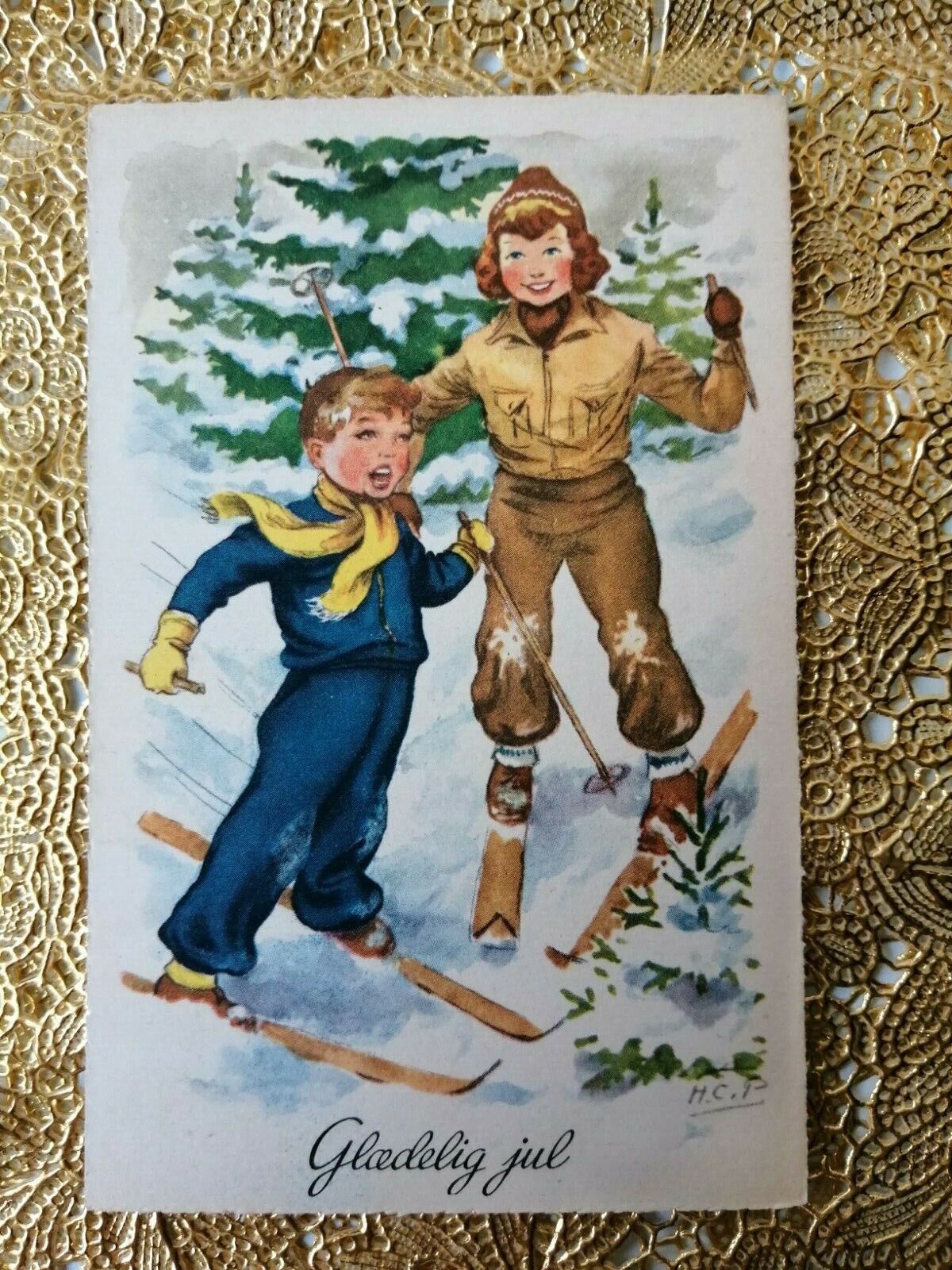 Vintage and collectible Danish Christmas cardPosted 1960s ( No 5 z )