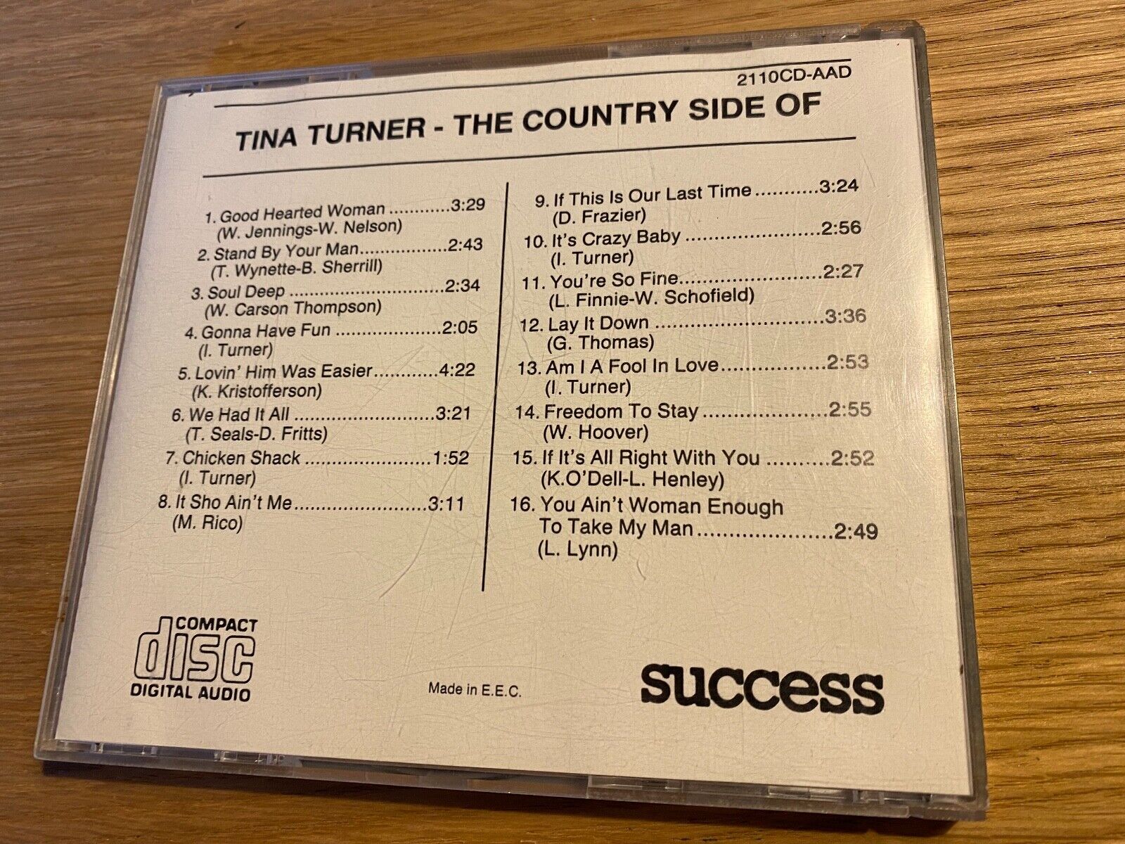 TINA TURNER "THE COUNTRY SIDE OF TINA TURNER" CD ALBUM 16 TRACK SUCCESS SUISA CD