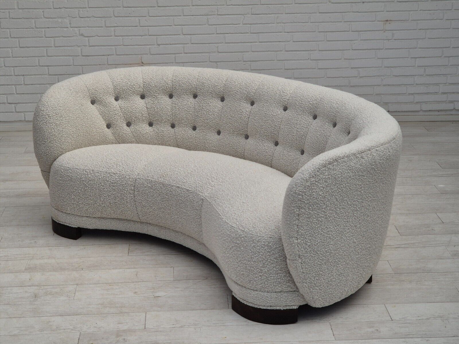 1960s Danish design reupholstered 3 seater "Banan" sofa