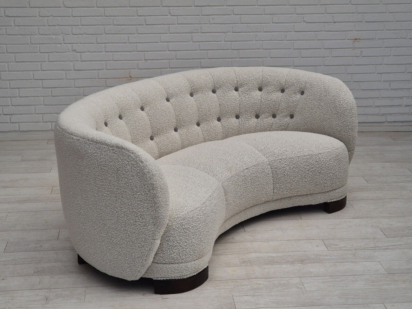 1960s Danish design reupholstered 3 seater "Banan" sofa