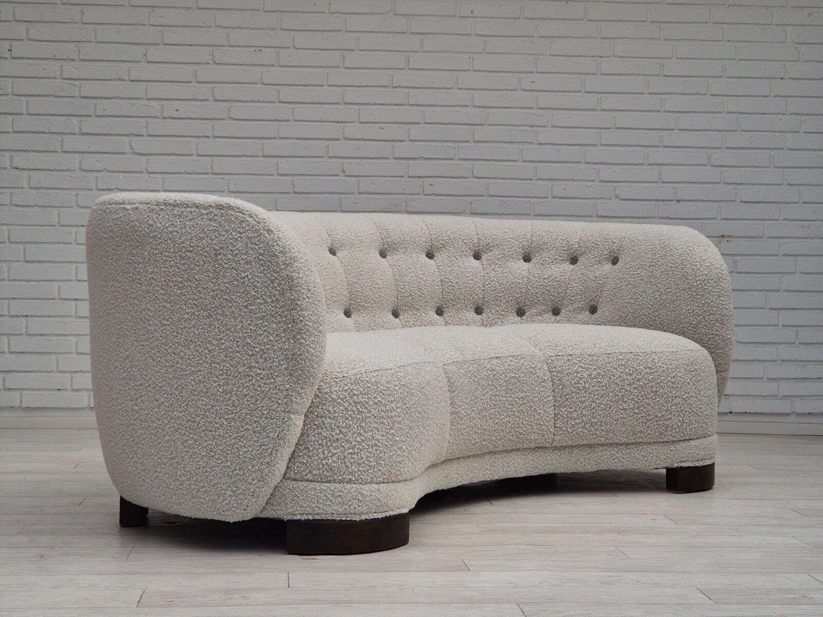 1960s Danish design reupholstered 3 seater "Banan" sofa