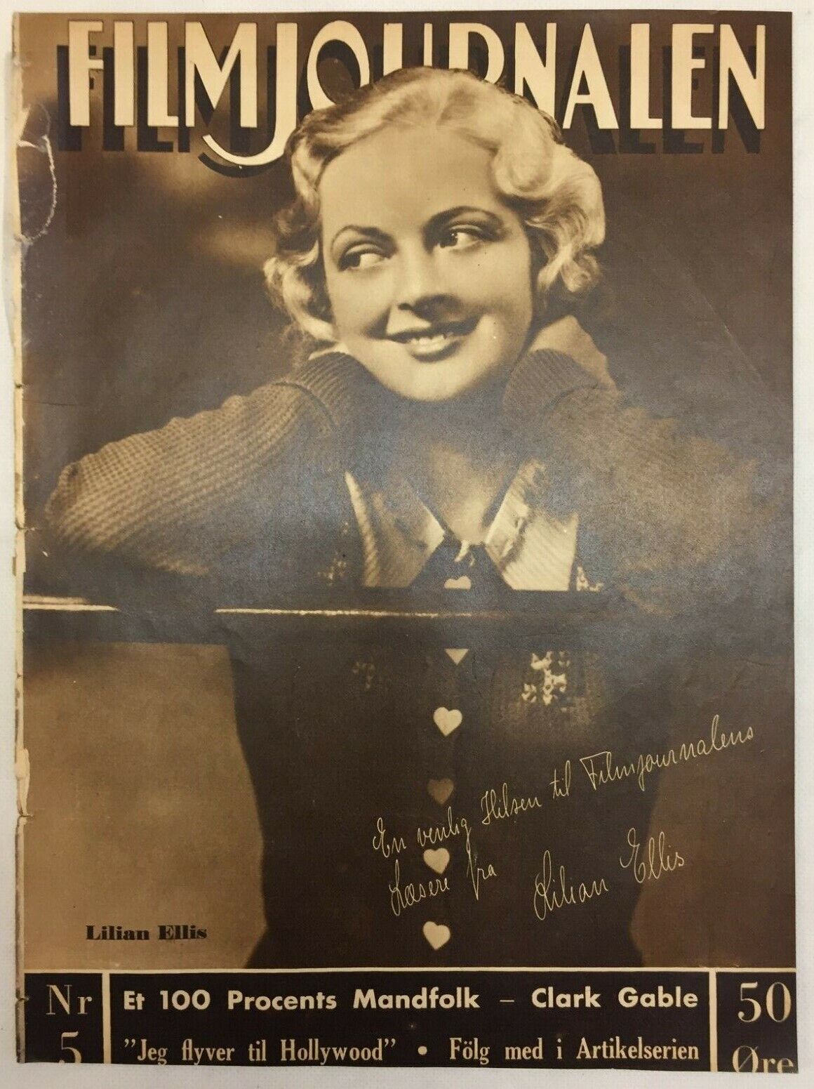 Lilian Ellis Complete Antique Vintage Danish Magazine 1935 Filmjournalen