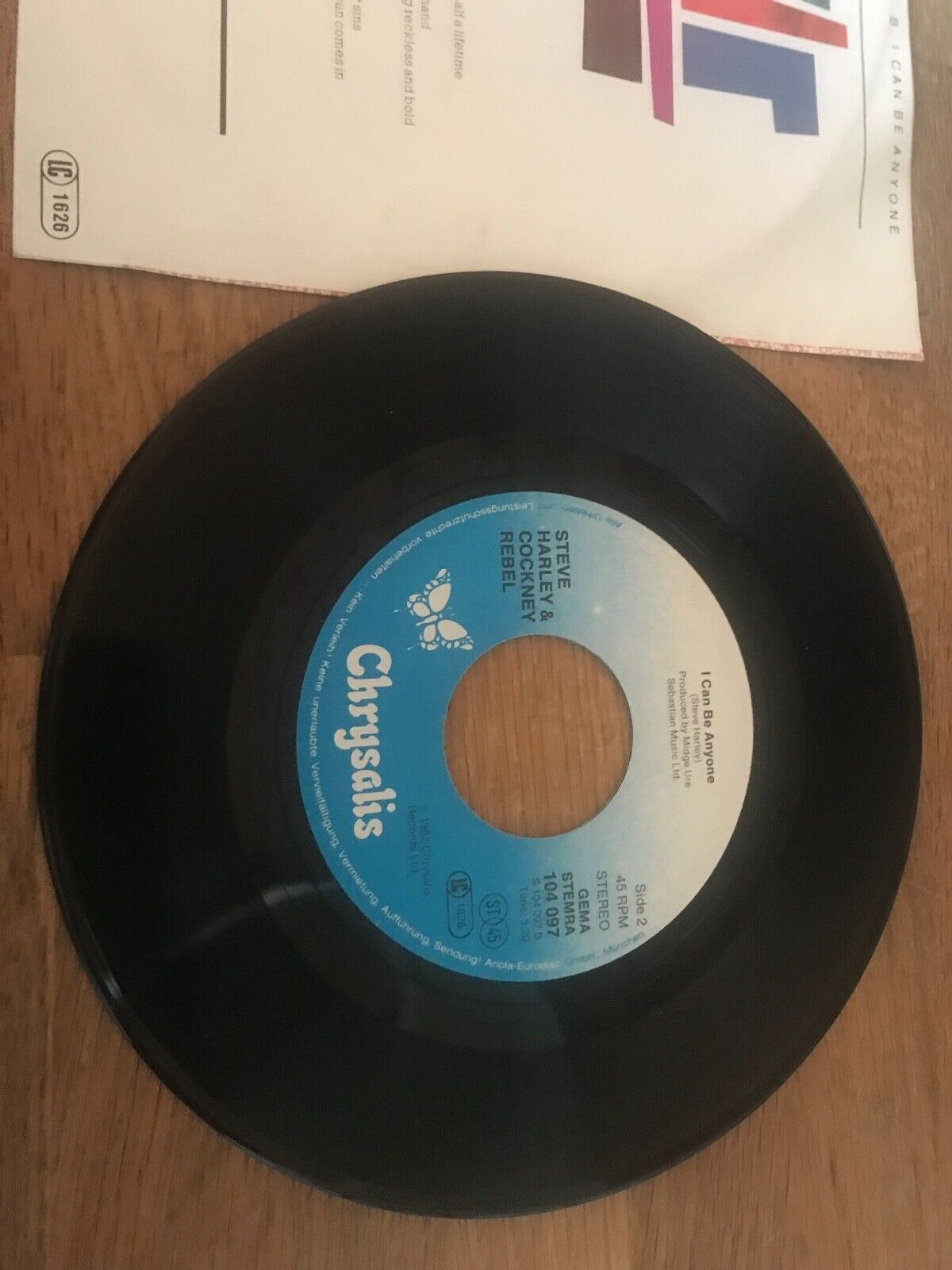 STEVE HARLEY AND COCKNEY REBEL "I CAN´T EVEN TOUCH YOU" 1982 7" SINGLE CHRYSALIS