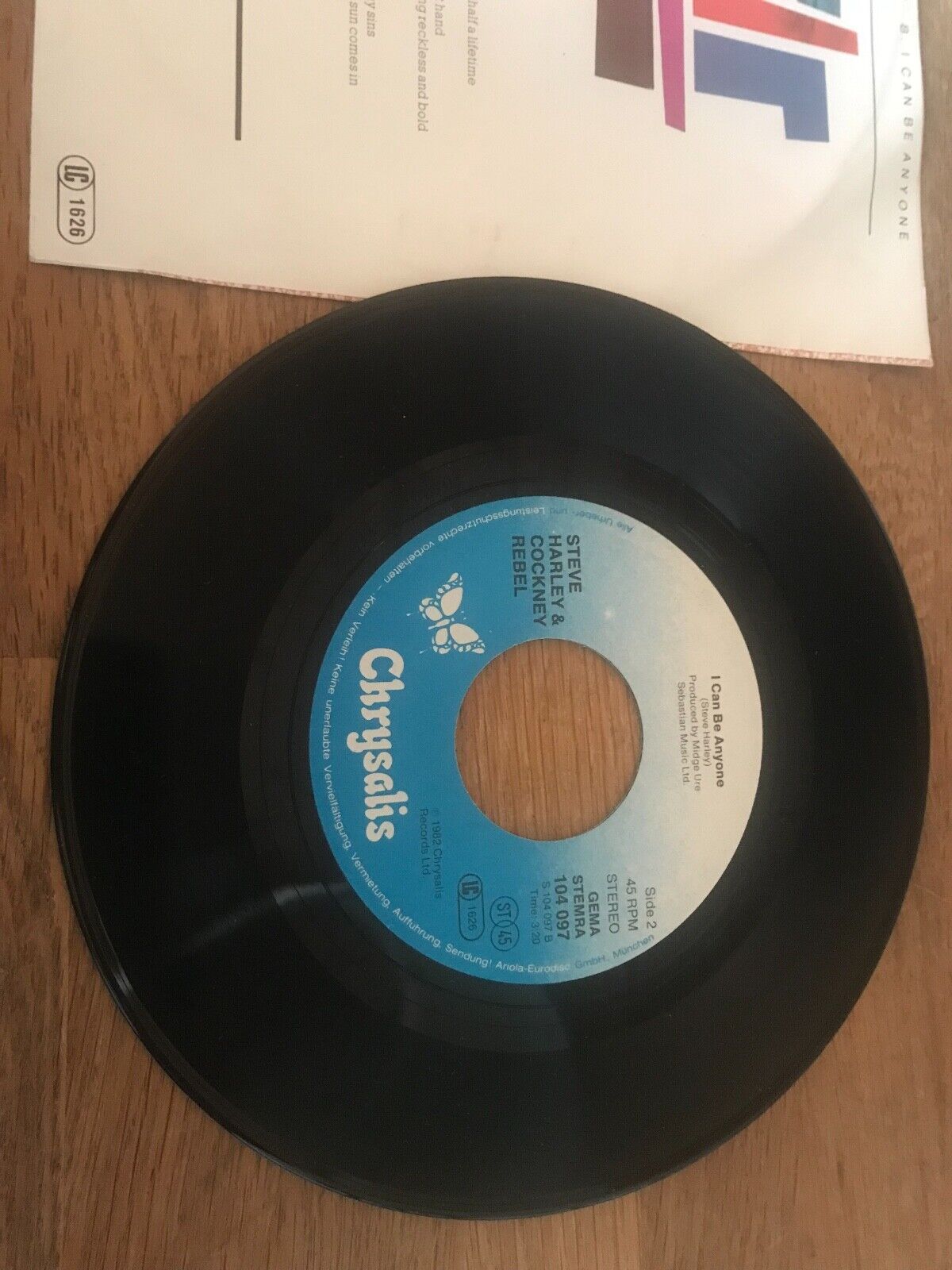 STEVE HARLEY AND COCKNEY REBEL "I CAN´T EVEN TOUCH YOU" 1982 7" SINGLE CHRYSALIS