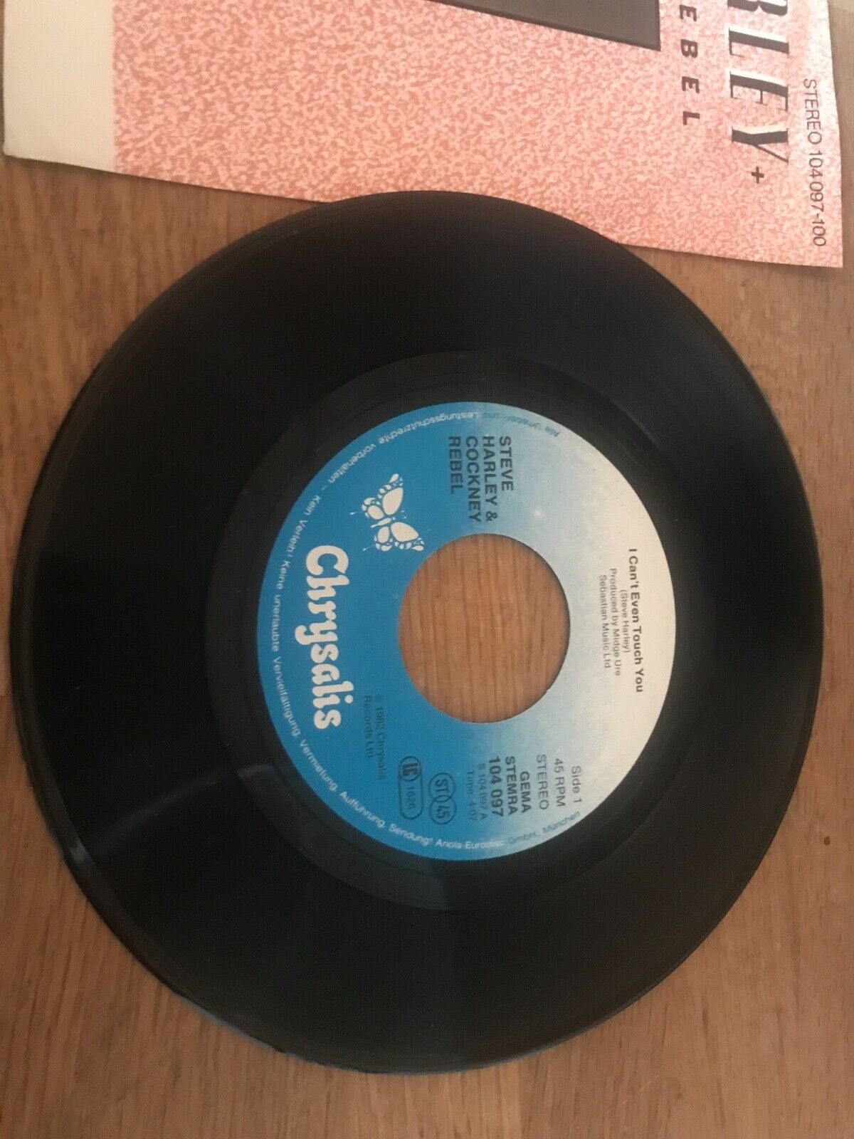 STEVE HARLEY AND COCKNEY REBEL "I CAN´T EVEN TOUCH YOU" 1982 7" SINGLE CHRYSALIS