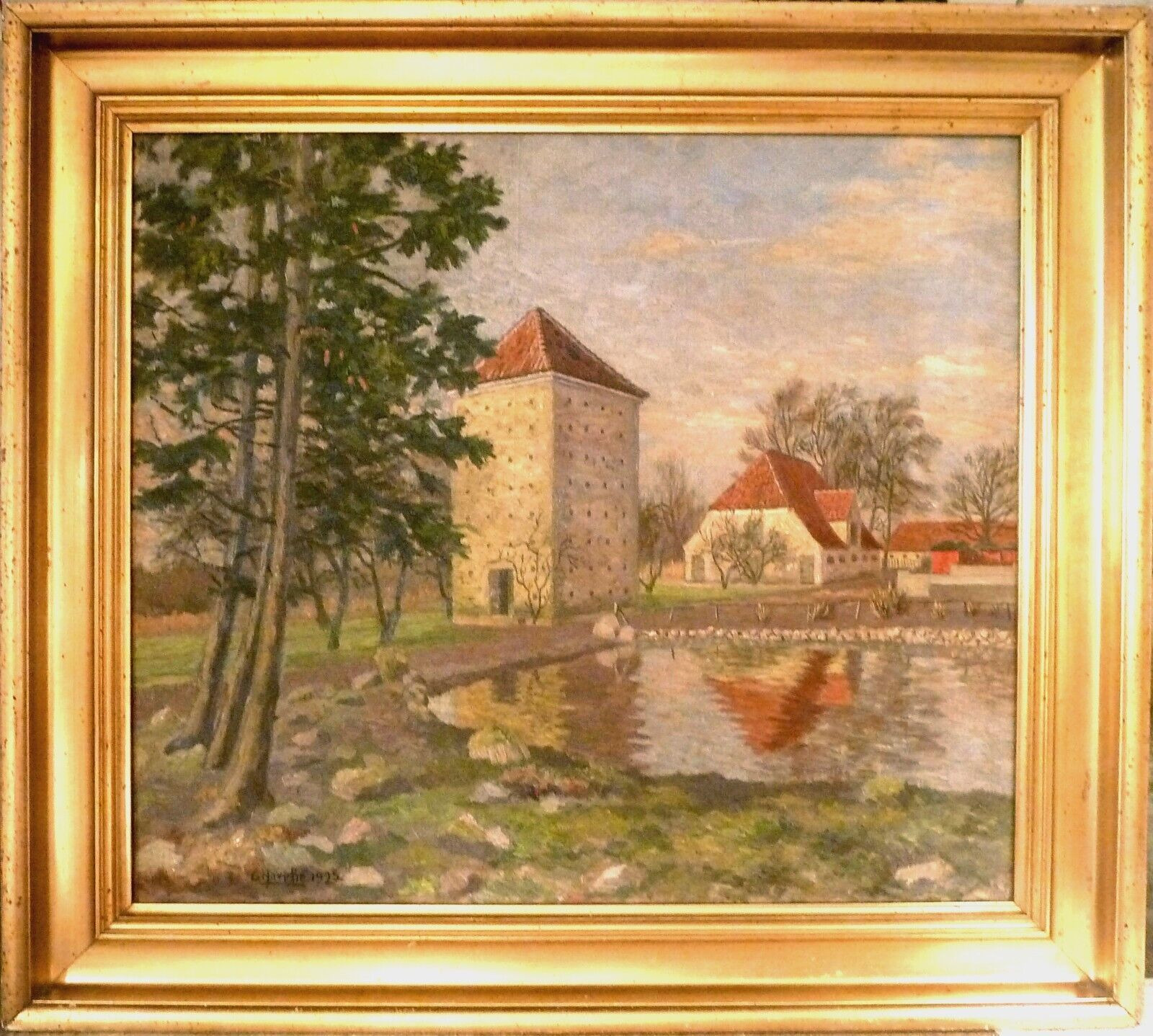 C. HARCKE! FARMHOUSE EXTERIOR WITH POND