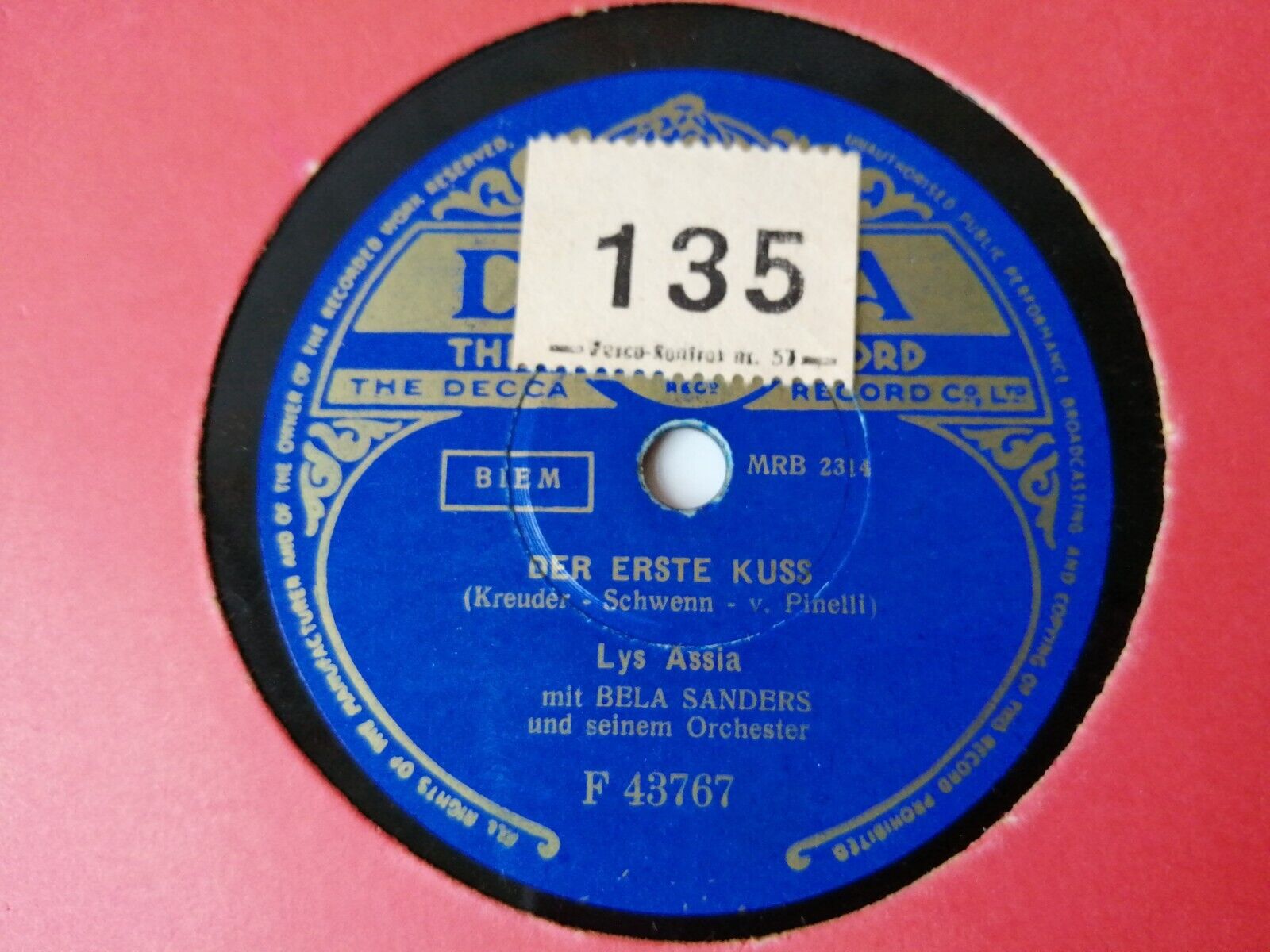 78 RPM  shellacLYS ASSIADer Erste Kuss/Warum Spielst Du So TraurigZigeuner