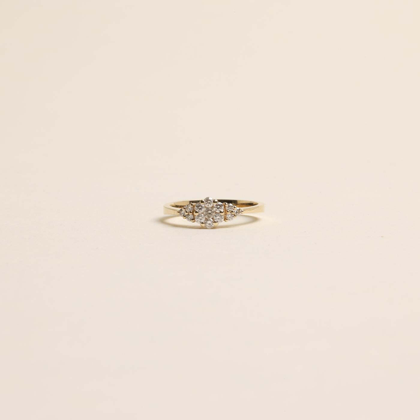 Ring with diamond (028 ct) in 14K Gold size 6 | Real Genuine Gold