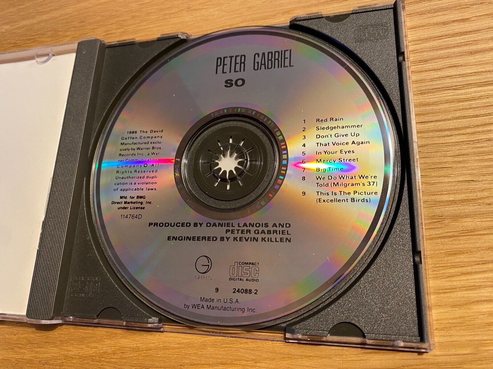 PETER GABRIEL "SO" CD ALBUM 9 TRACK GEFFEN RECORDS USA PRESSING KATE BUSH SCARCE