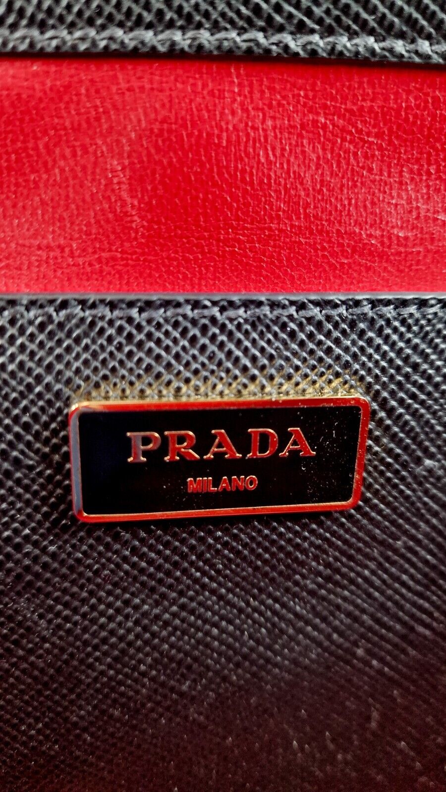 Prada Saffiano Cuir Handbag Black Leather Gold Studs Handbag Prada BN2753