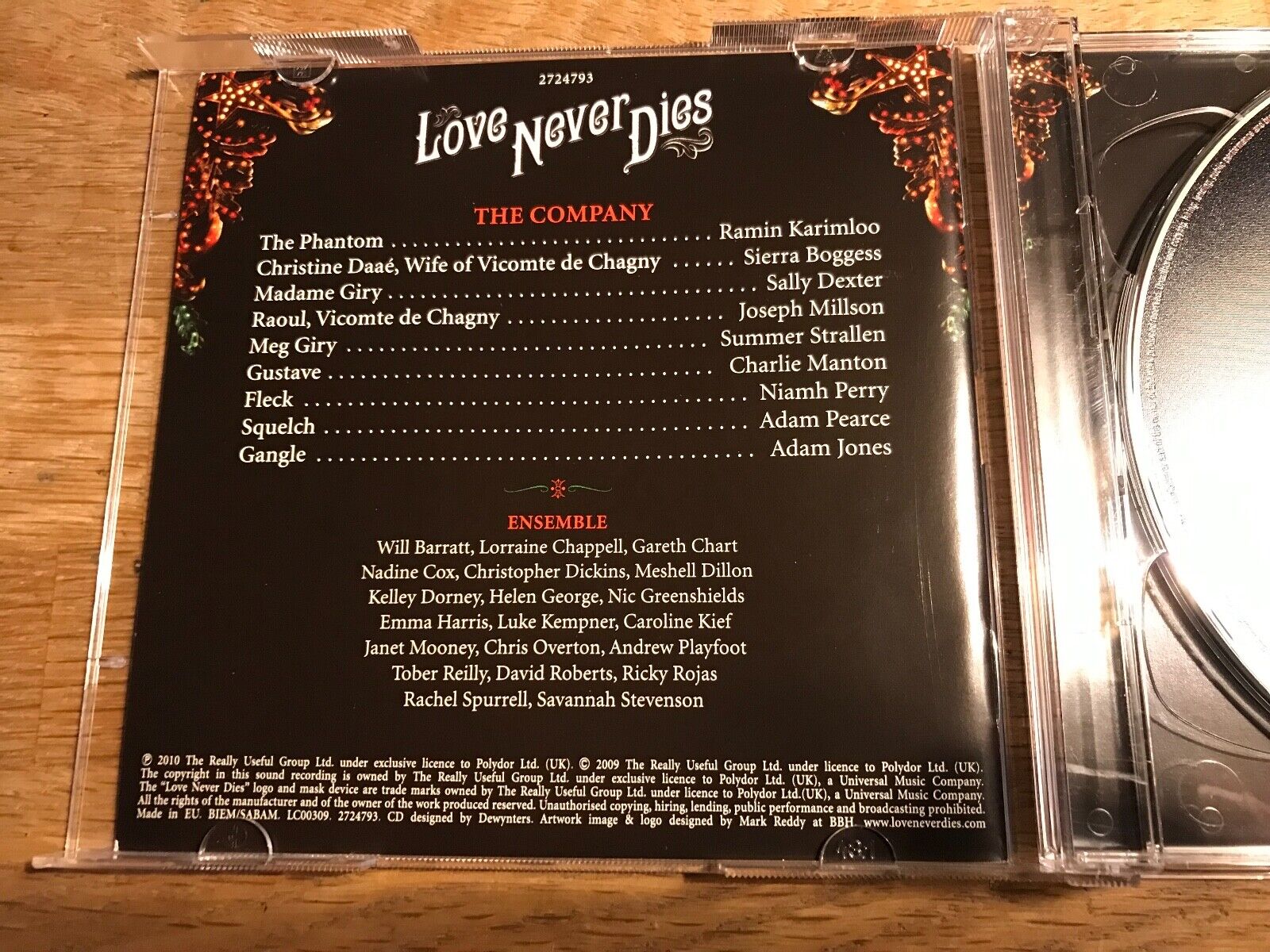 ANDREW LLOYD WEBBER "LOVE NEVER DIES  2 X CD 2009 POLYDOR RECORDS MINT 2 X CD***