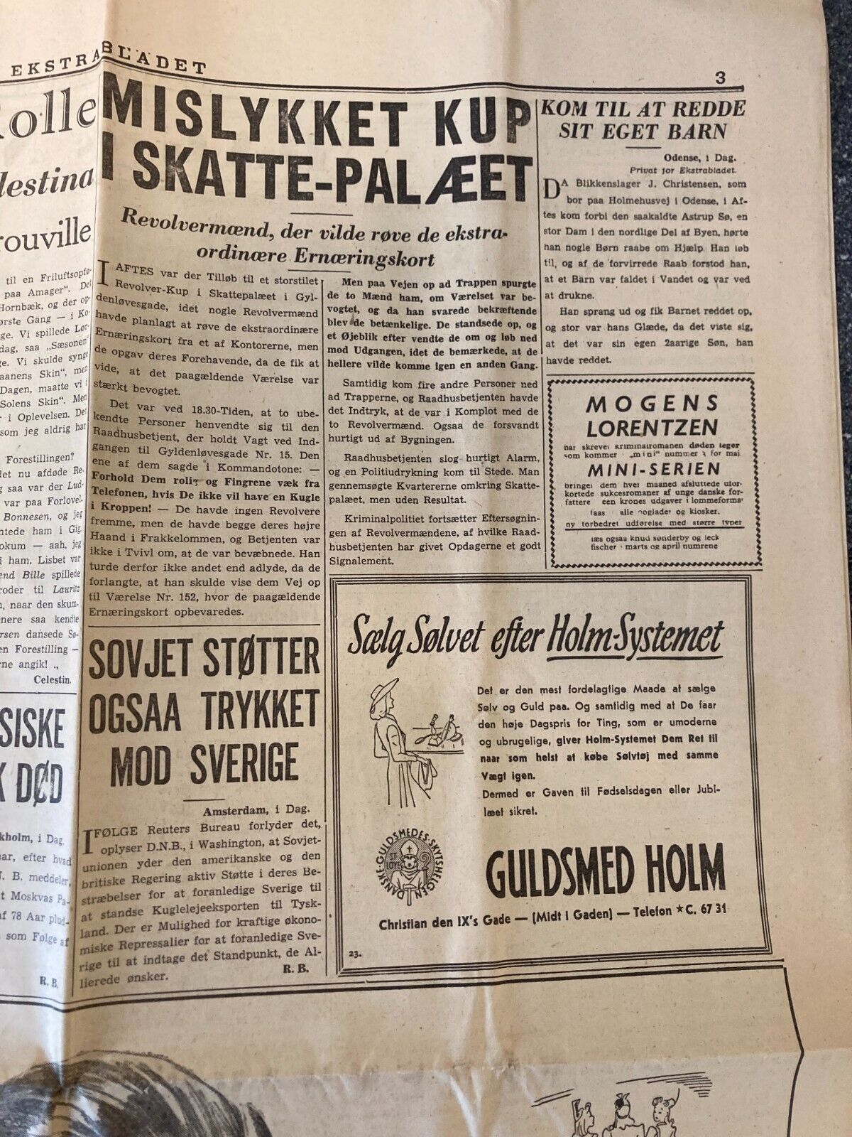 2x Pcs Danish WWII World War 2 Newspaper Lot - 1944 - "Ekstrabladet" Denmark