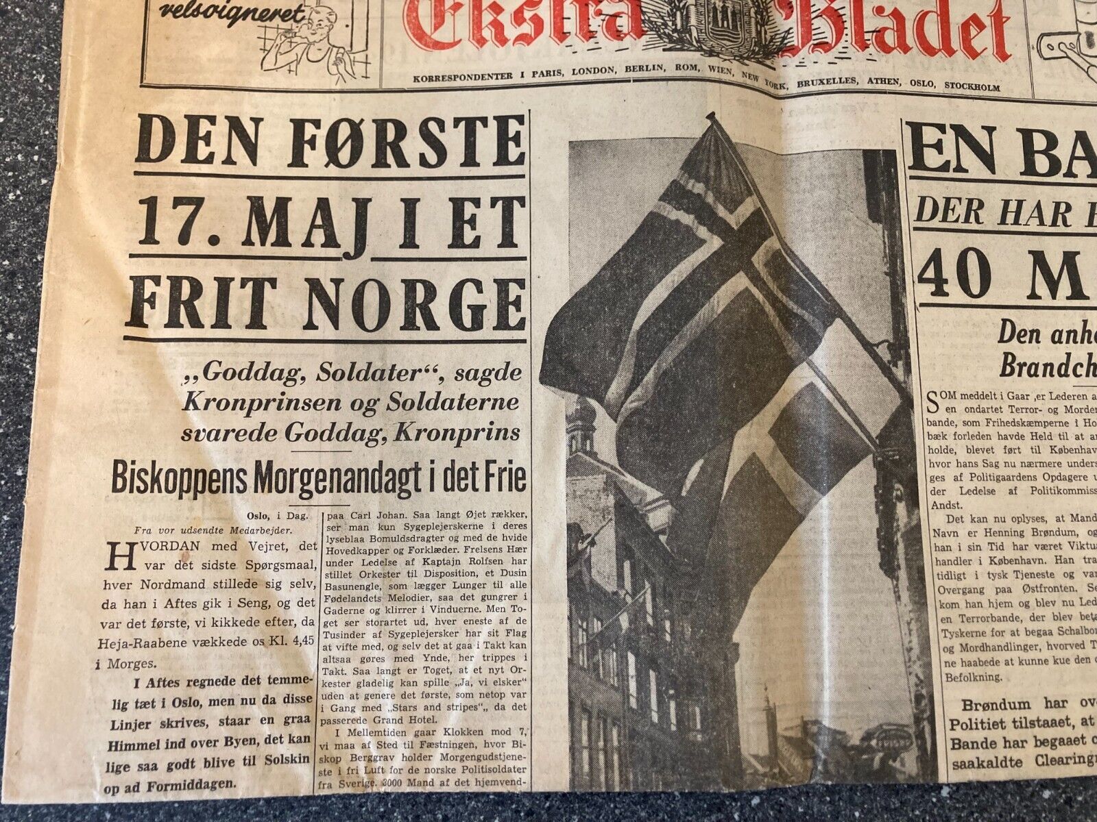 2x Pcs Danish WWII World War 2 Newspaper Lot - 1944 - "Ekstrabladet" Denmark