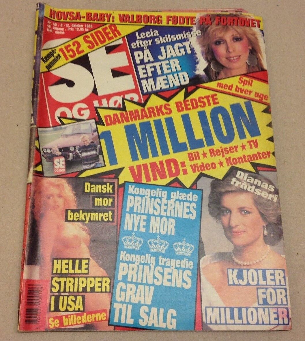 Princess Diana Lady Di + Robert De Niro Back Danish Magazine 1988 "Se og Hoer"