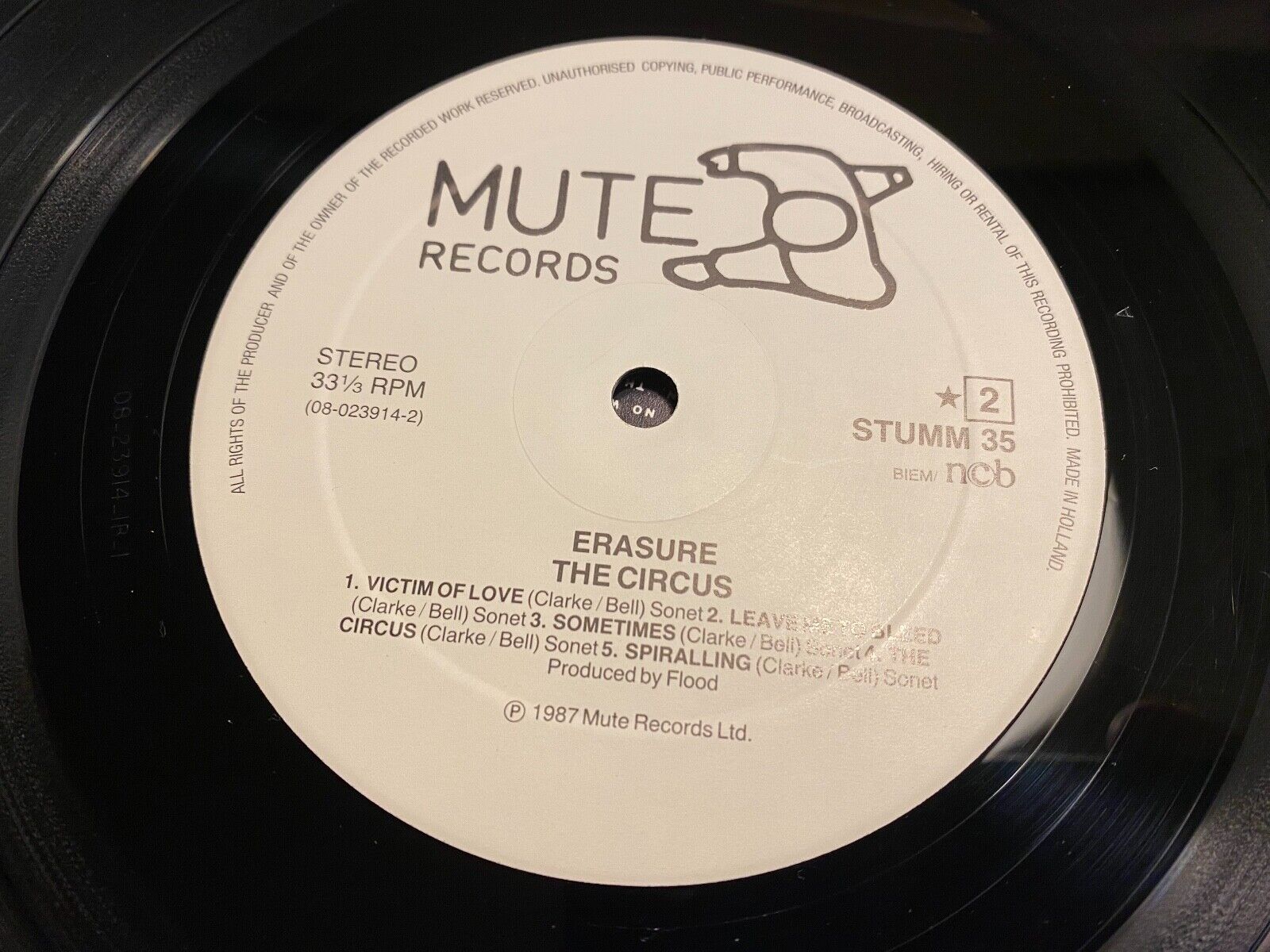 ERASURE "CIRCUS" MUTE RECORDS 1987 10 TRACK1 PRESS VINYL LP DUTCH PRESSING RARE