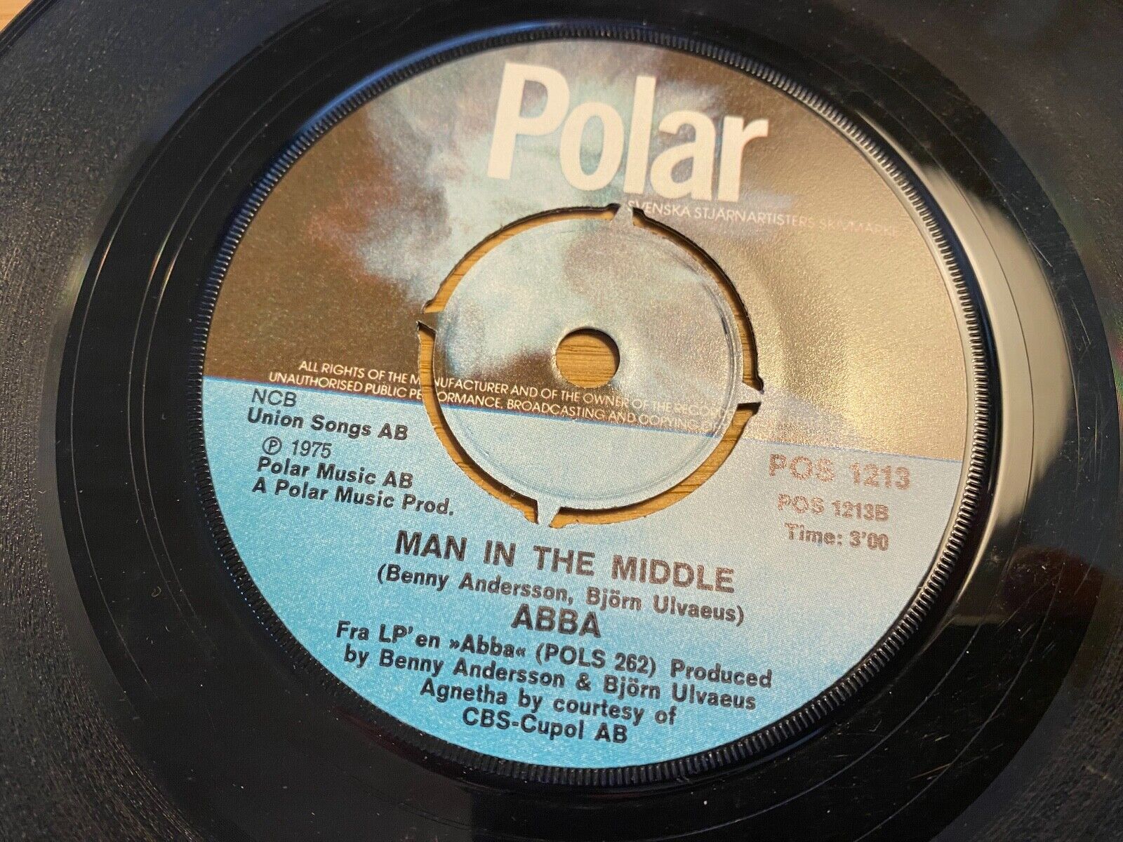 ABBA "SOS/MAN IN THE MIDDLE" POLAR RECORDS AB SWEDEN 1975 NCB POS 1213 YELLOW 7