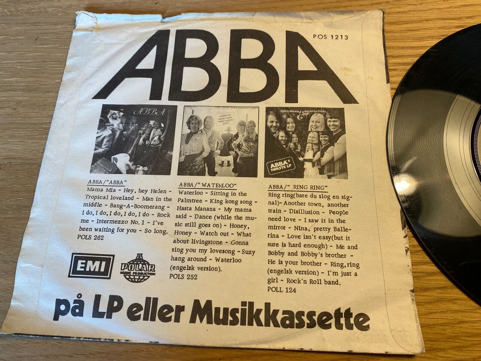 ABBA "SOS/MAN IN THE MIDDLE" POLAR RECORDS AB SWEDEN 1975 NCB POS 1213 YELLOW 7