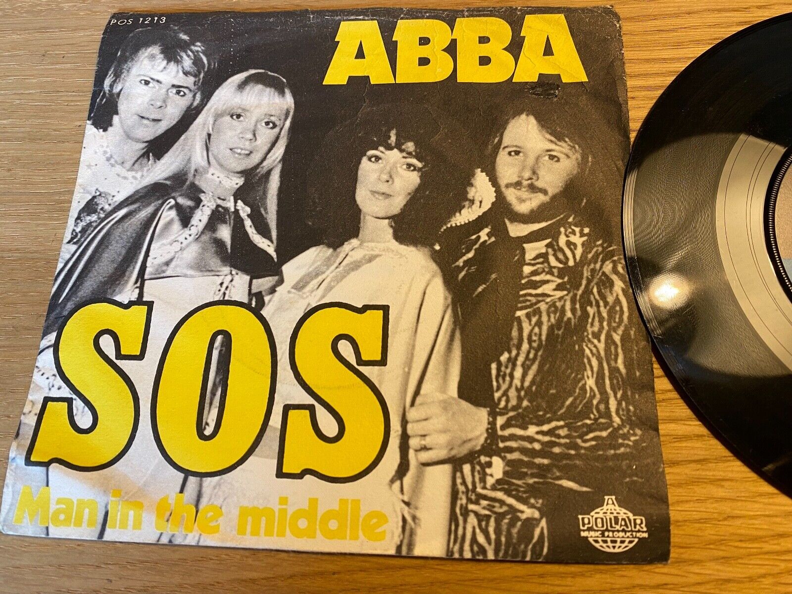 ABBA "SOS/MAN IN THE MIDDLE" POLAR RECORDS AB SWEDEN 1975 NCB POS 1213 YELLOW 7