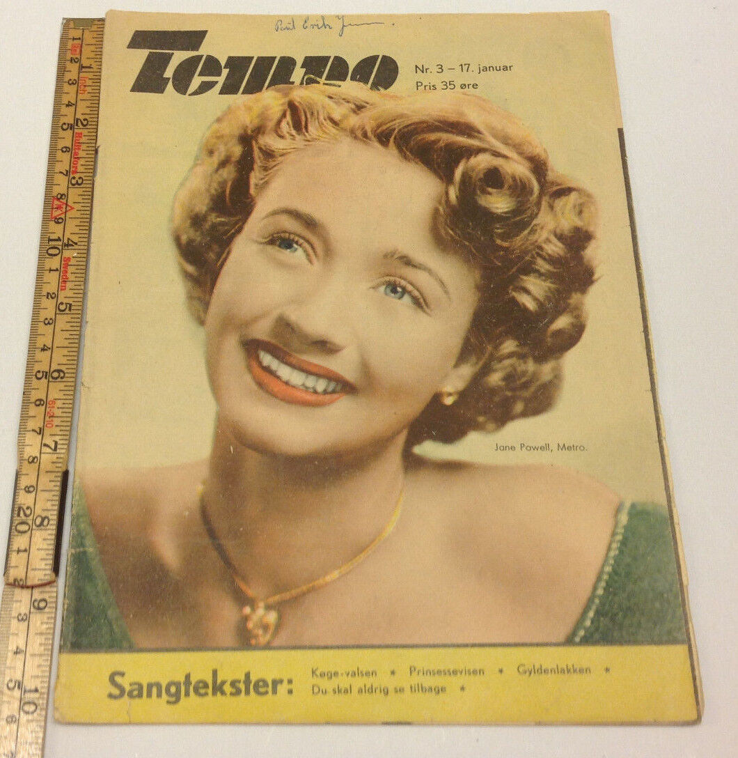 JANE POWELL ACTRESS Metro on Front Cover Vintage Danish Magazine "Tempo" 1950