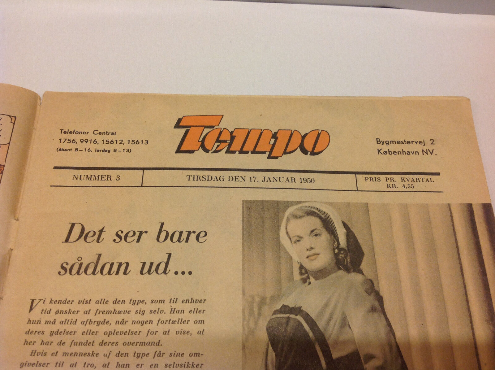 JANE POWELL ACTRESS Metro on Front Cover Vintage Danish Magazine "Tempo" 1950