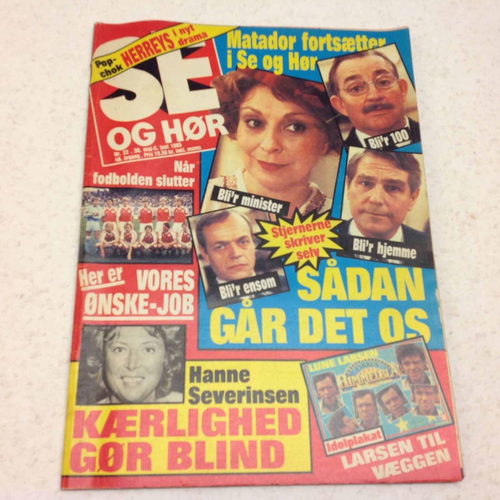 Preben Elkjaer + Fallon Colby Dynasty Back Danish Magazine 1985 "Se og Hoer"