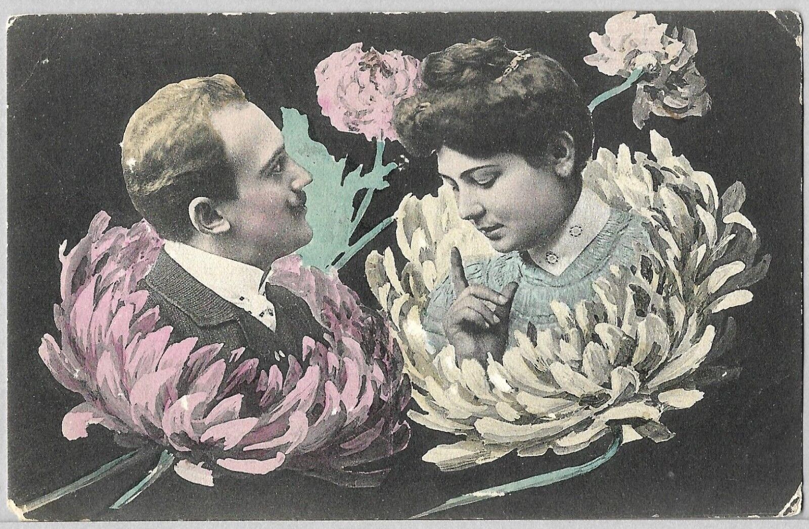 Postcard cancelled Stralsund 1906 Man Woman Romance