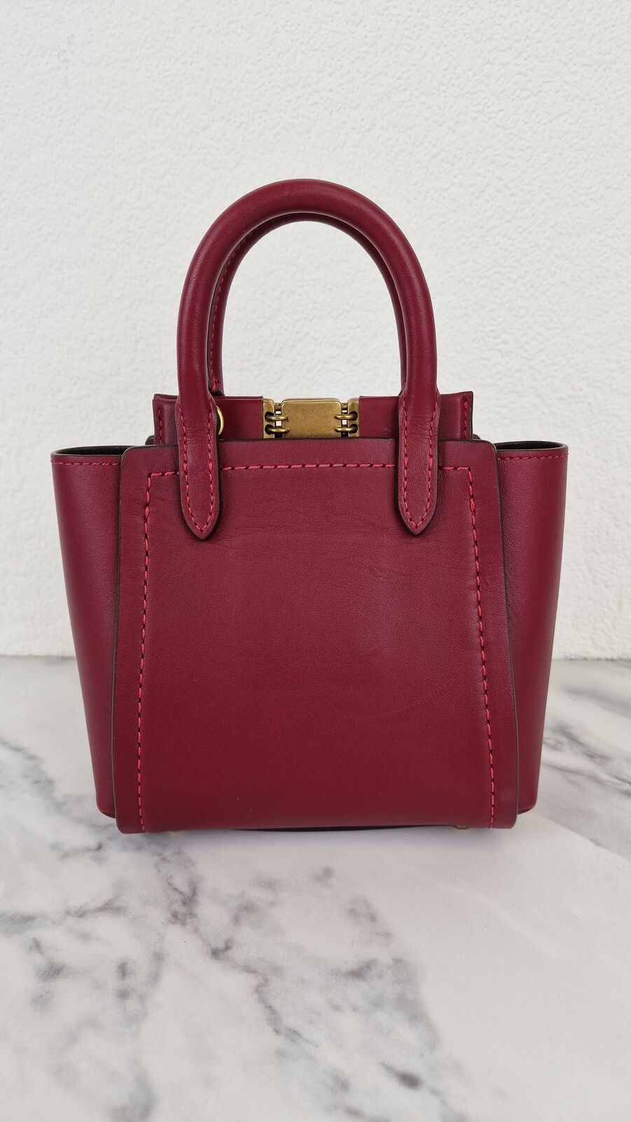 Coach 1941 Troupe Tote 16 Deep Red Leather Crossbody Mini Bag Handbag 79401