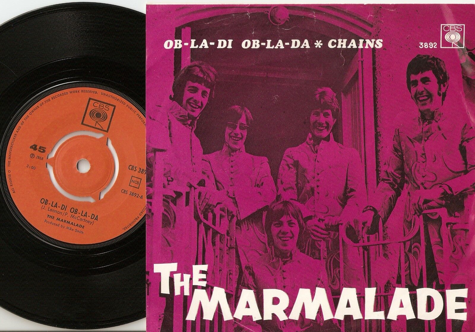 THE MARMALADE OB-LI-DI OB-LA-DA  CHAINS NORWAY 45+PS 1968 MOD PSYCH THE BEATLES